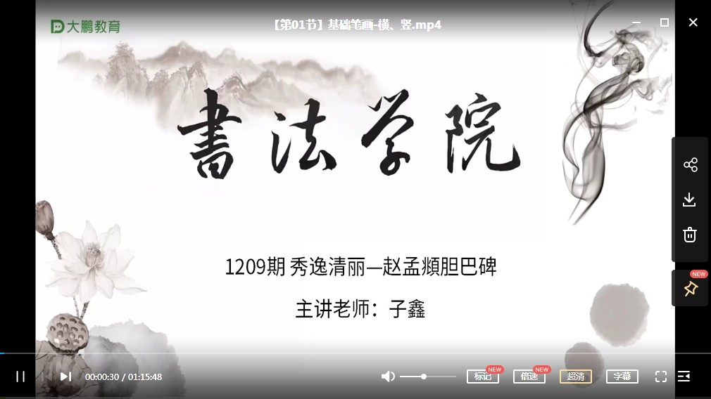 图片[1]-【毛笔书法课】大鹏书法-秀逸清丽—胆巴碑楷书书法入门学习课（12节课）百度网盘下载-校汇学习课堂