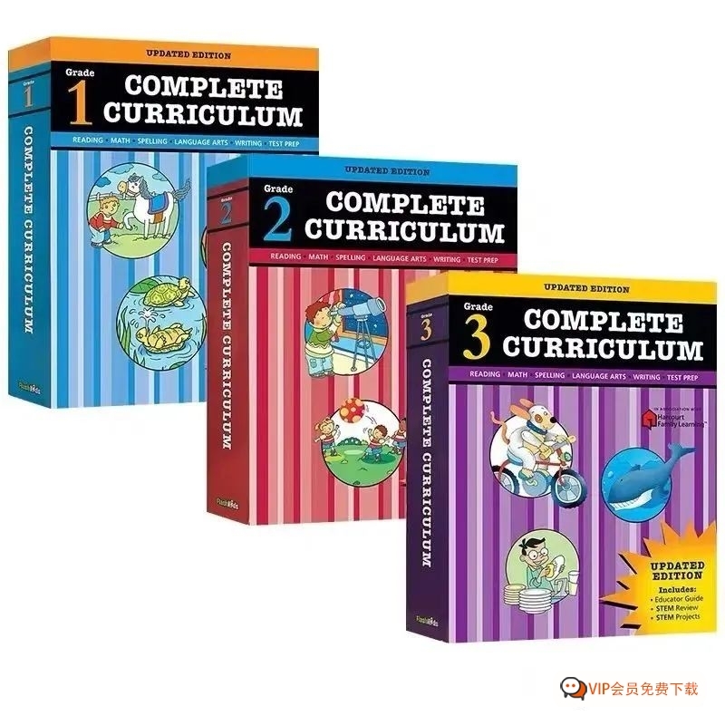 美国小学王牌教辅|哈考特练习合集Complete Curriculum，含1-6年级，阅读+数学+写作等